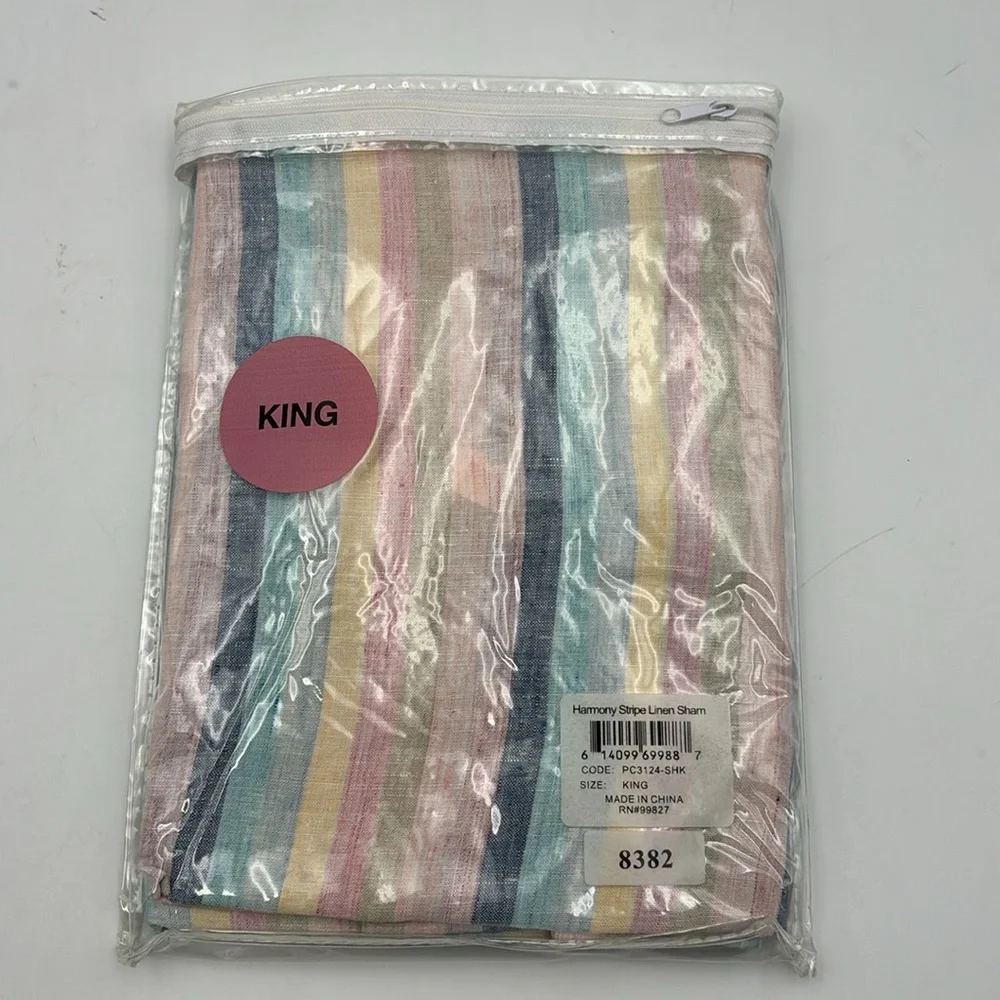 Pine Cone Hill Harmony Stripe Linen King Duvet and Sham
